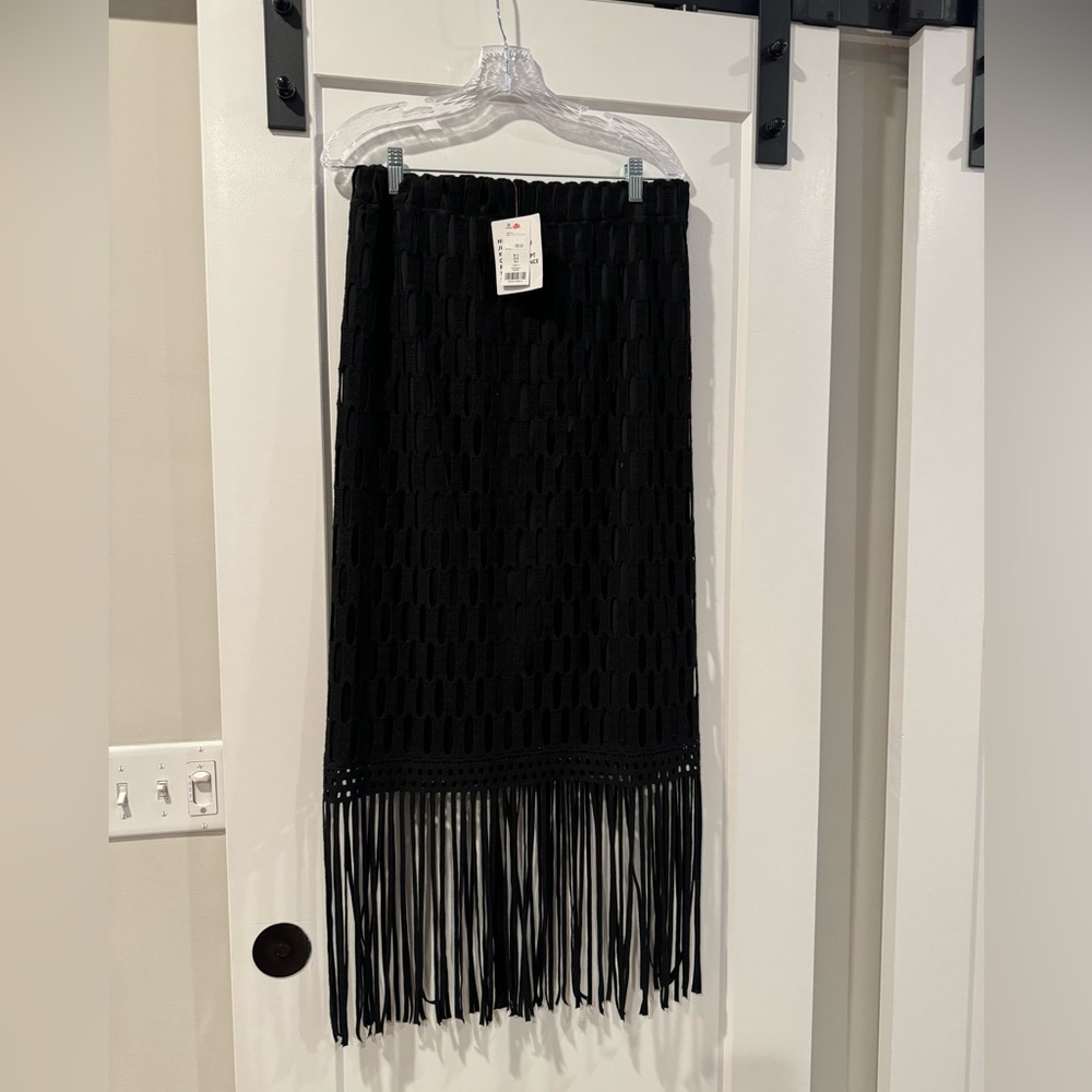 Topshop fringe hem ladder stitch skirt from Nordstrom